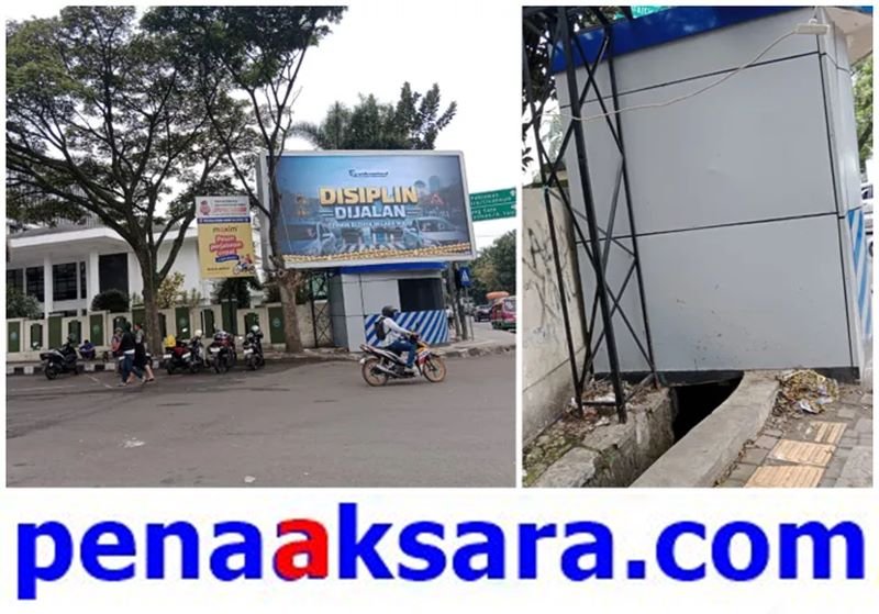 Videotron Raksasa Diduga Berkedok “Pos Gatur” Nempel di benteng pembatas Pengadilan Negeri Bandung